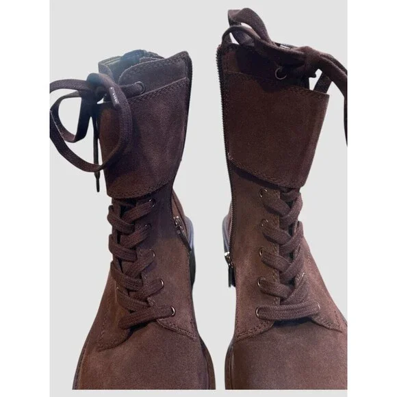 Vince Camuto Fawdry Womens Chocolate Brown Combat & Lace-up Boots Side Zip 6.5M - Picture 3 of 9
